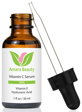 Amara Beauty bottle front view showing label and clean packaging, highlights clarity