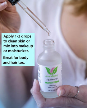 Amara Beauty facial application with a few drops to hydrate and smooth skin instantly
