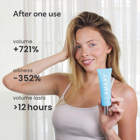 AMAXY applying gel to roots for instant oil absorption and lift