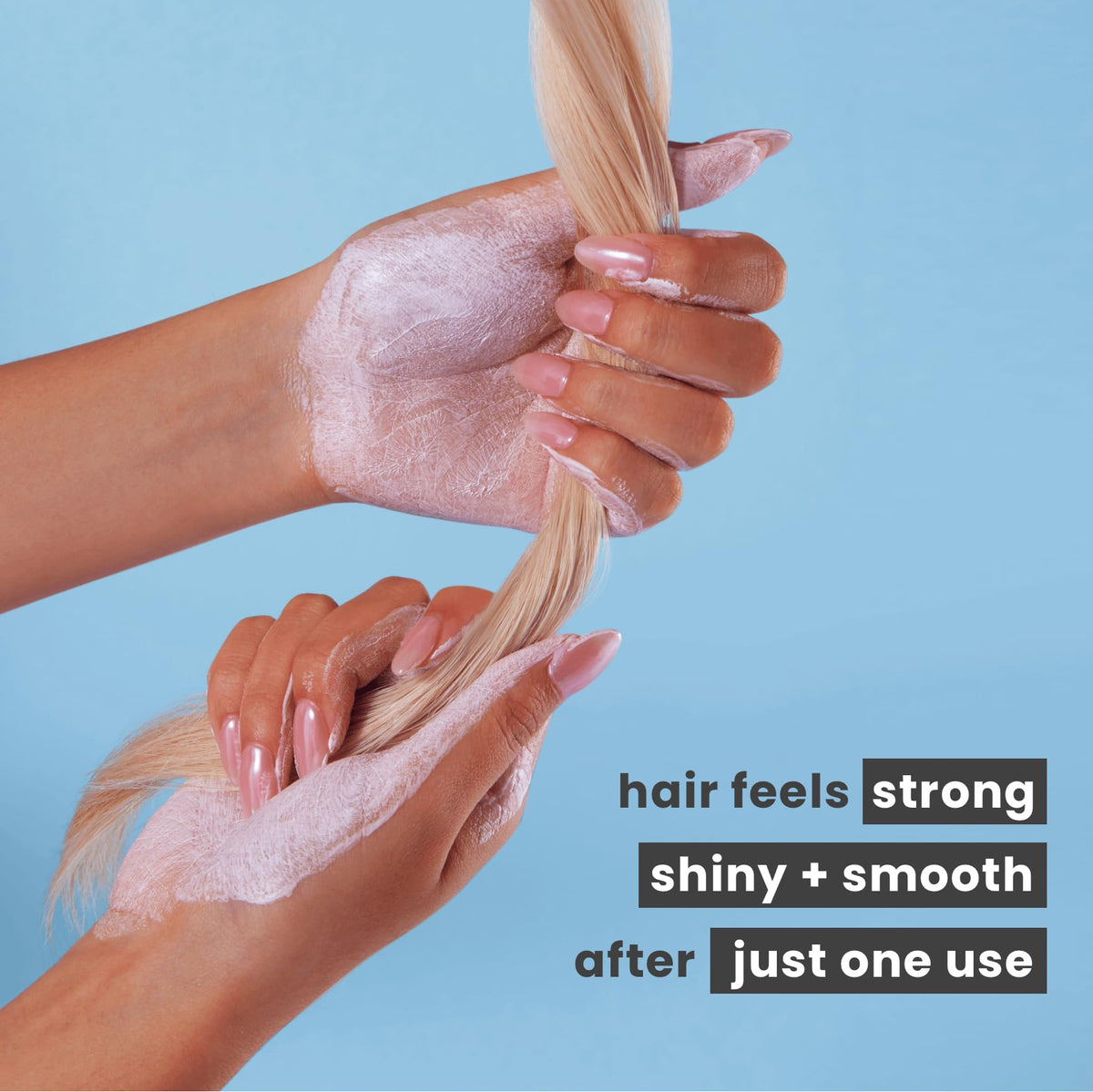 AMAXY serum applied to damp hair prior to styling to strengthen strands and reduce breakage
