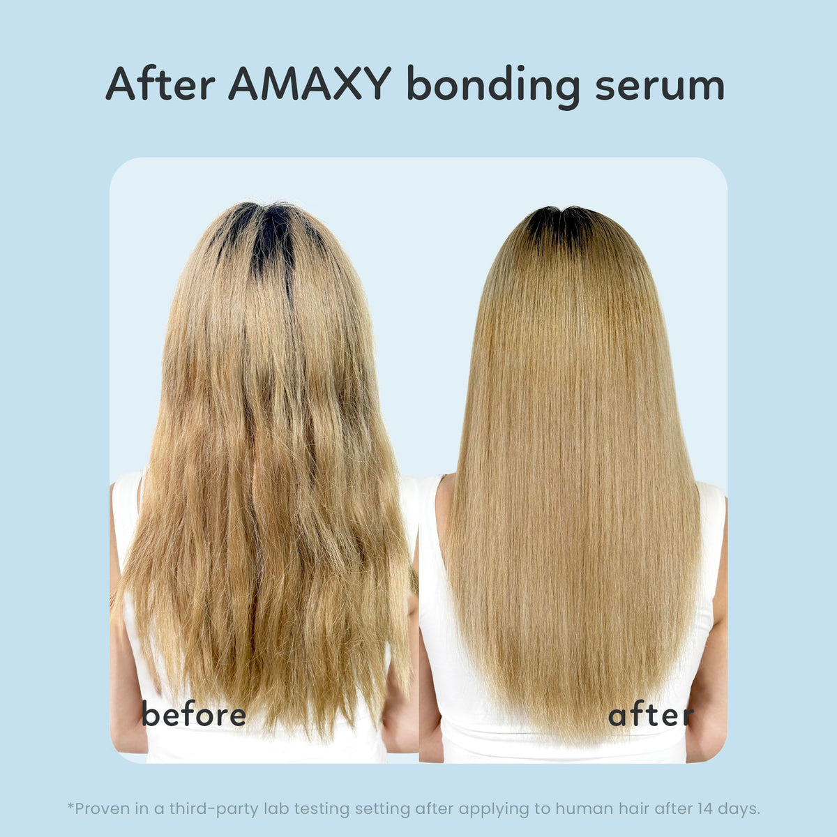 AMAXY serum on hands showing quick absorption and leave-in ease for everyday use