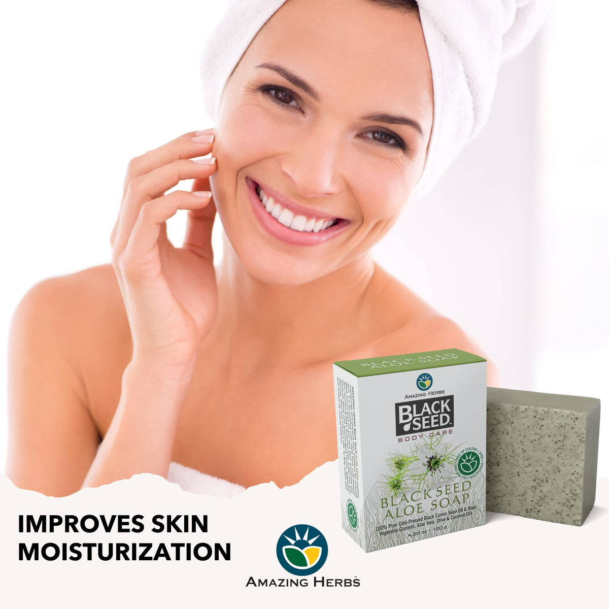 Amazing Herbs soap staged in bathroom for natural skincare routine