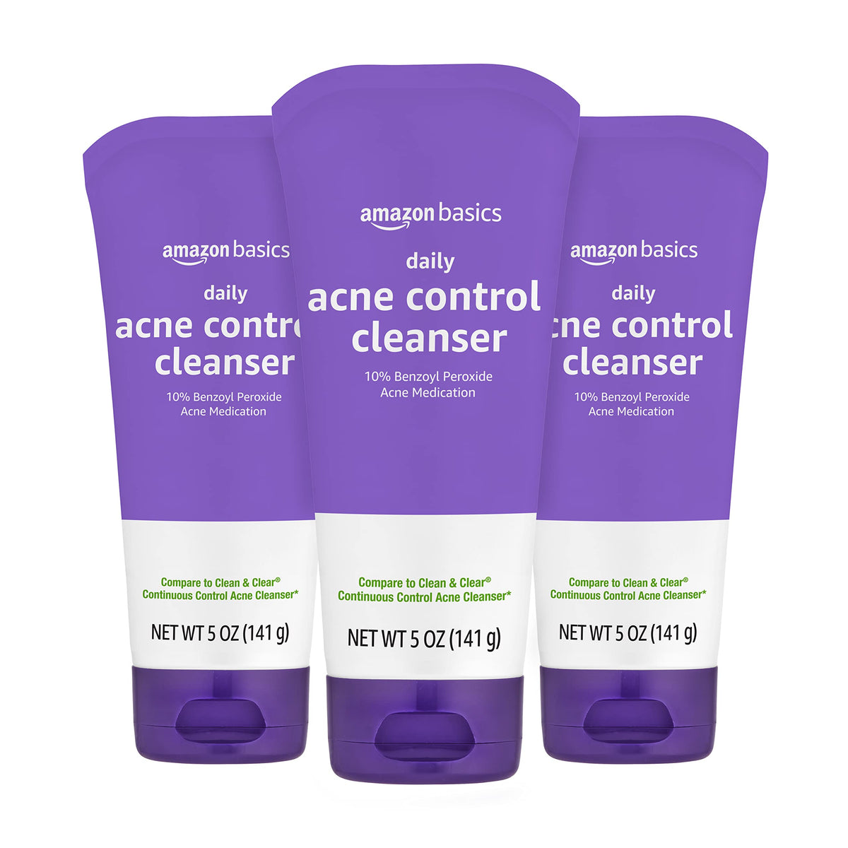 Amazon Basics front packaging of 3-pack 5oz tubes showing strength and convenience