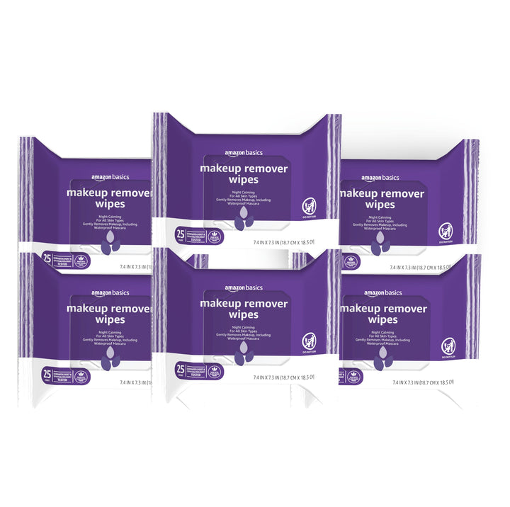 Amazon Basics front packaging showing six resealable night calming packs and convenience