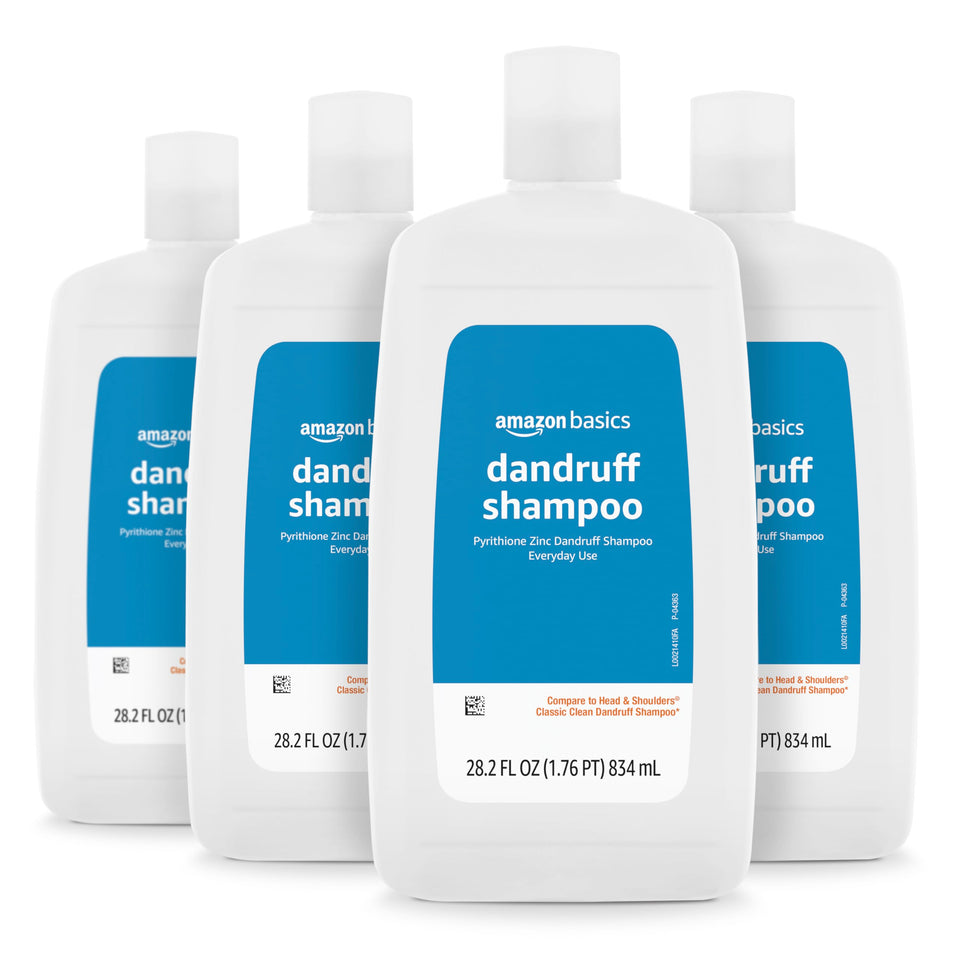 Amazon Basics front packaging showing bottle and clean scent benefit