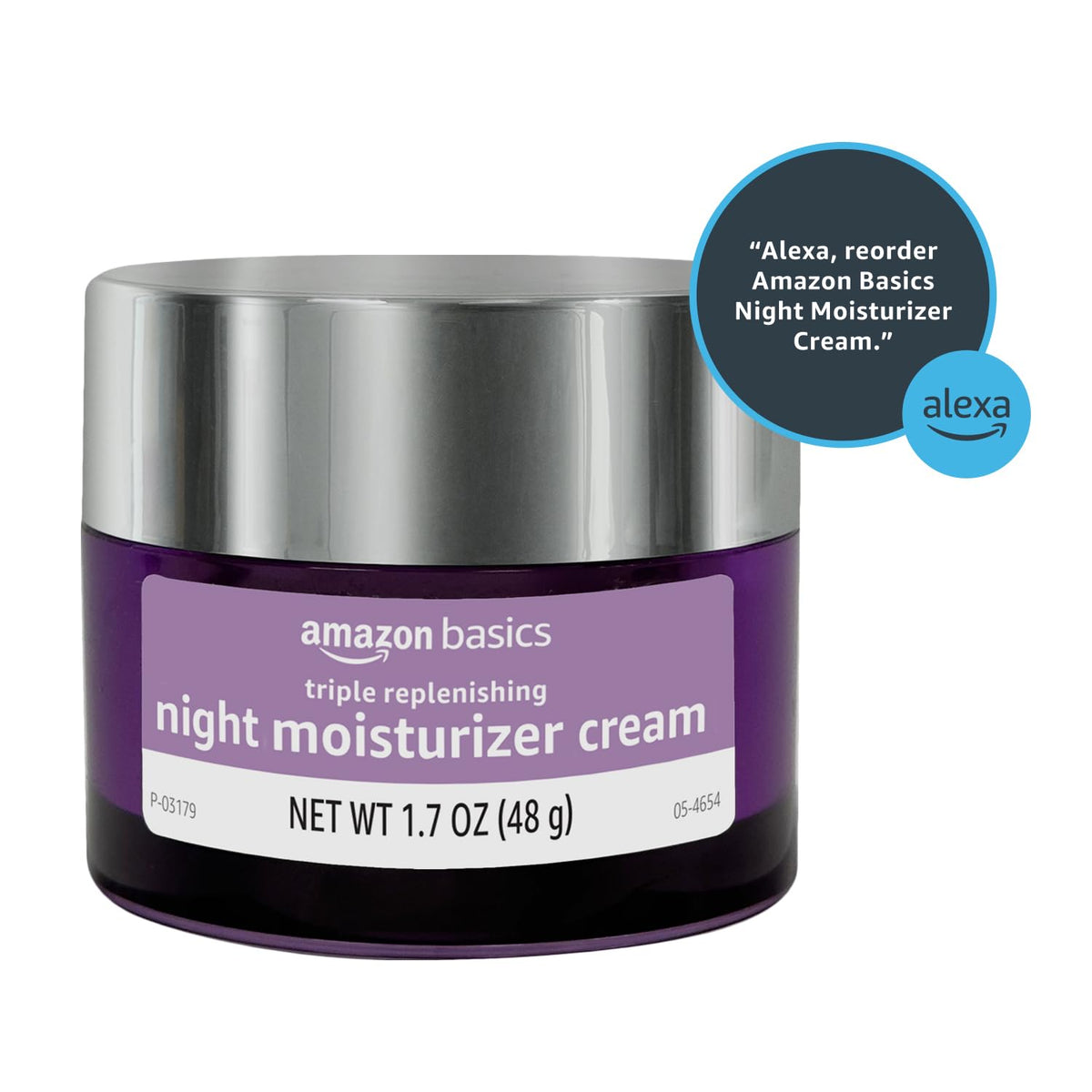 Amazon Basics night cream on bedside table in lifestyle setting for nightly routine benefit