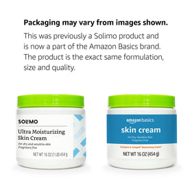 Amazon Basics open jar close-up revealing thick cream texture and deep moisturization benefit