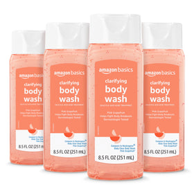 Amazon Basics front packaging showing bottles and bright grapefruit scent, clear supply