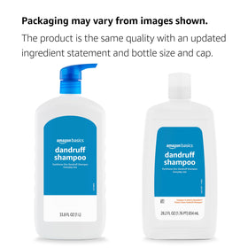 Amazon Basics size comparison showing 28.2 oz bottle for long-lasting value