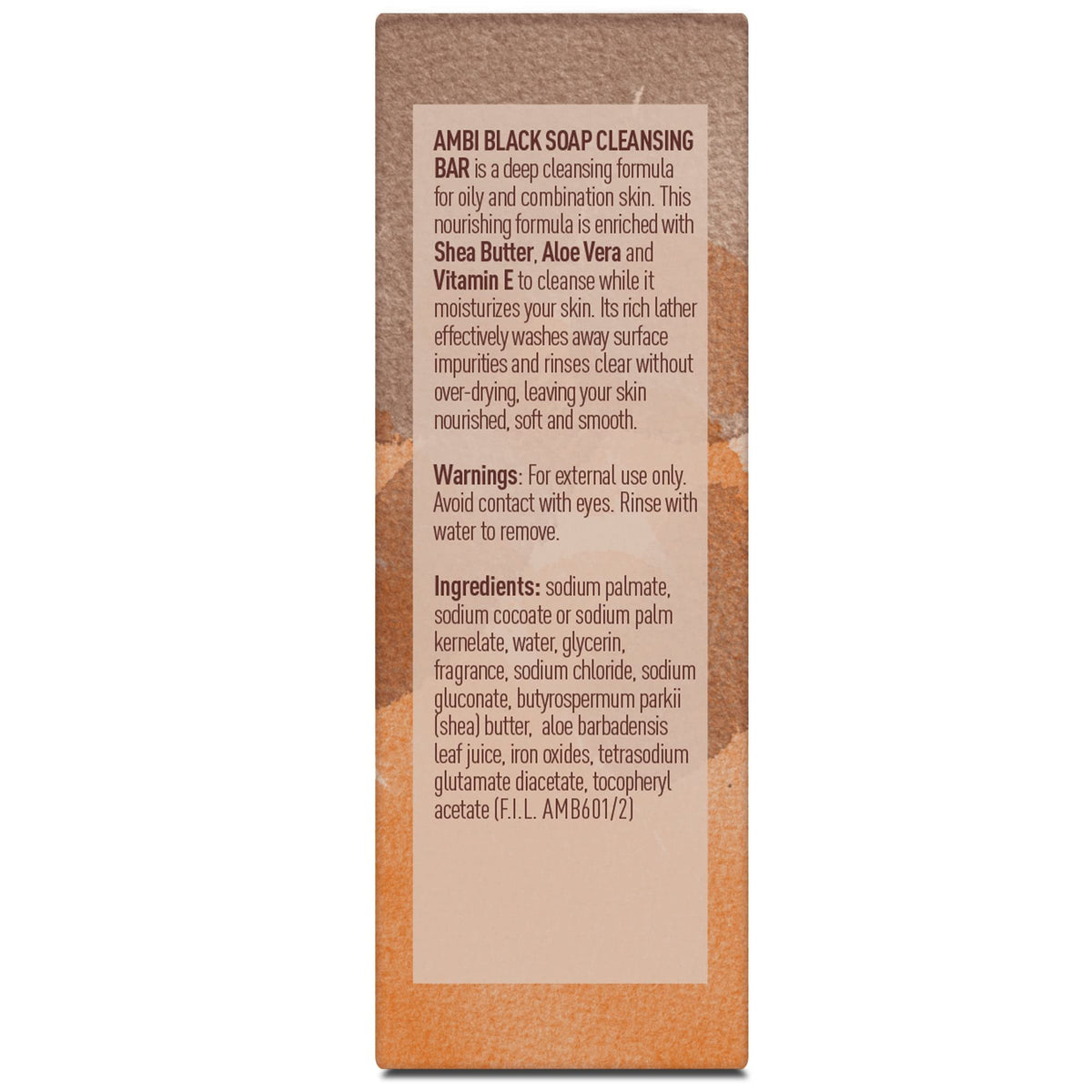Ambi product label close-up highlighting shea butter aloe vera vitamin E