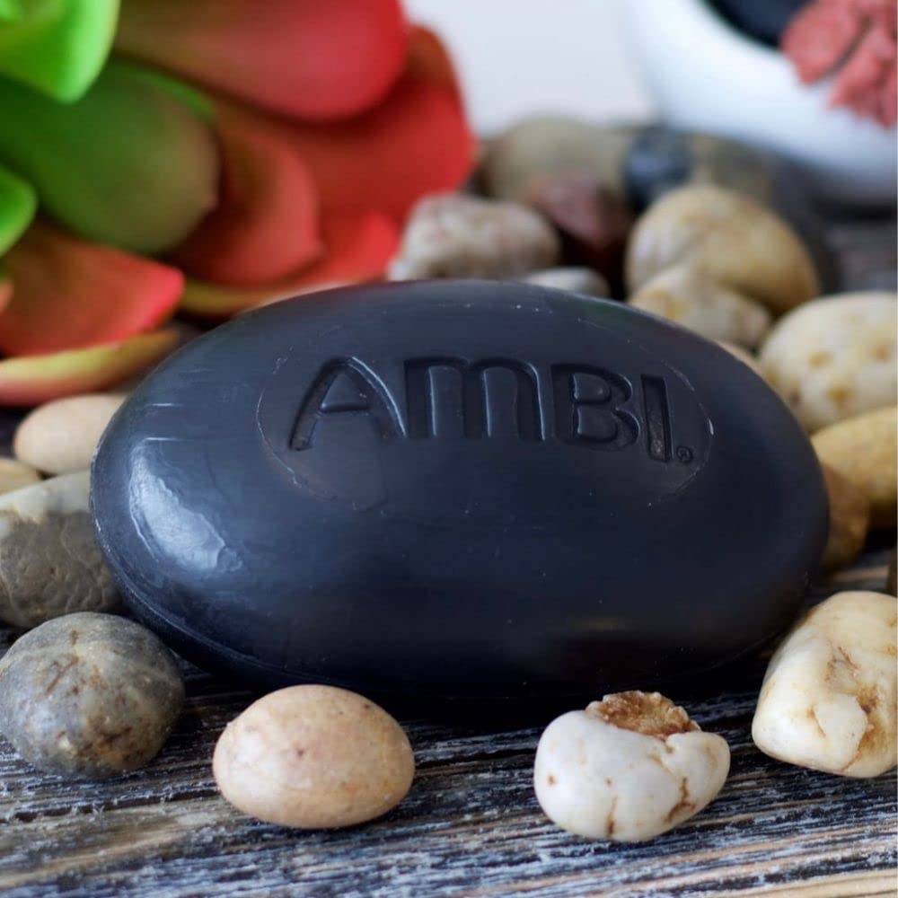 Ambi black soap packed in toiletry bag ideal for travel convenience
