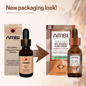 Ambi serum being applied on face, demonstrating hydration and glow