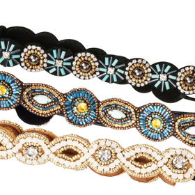 AMCAMI headband styled in bridal hair showing photogenic shimmer