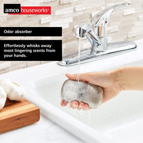 Amco bar on dishwasher rack demonstrating dishwasher-safe convenience