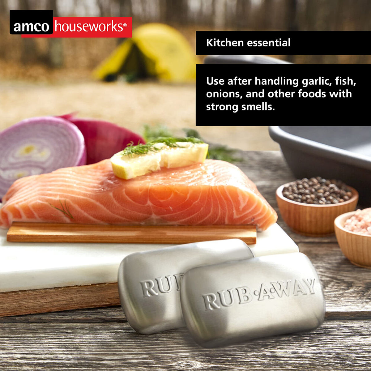 Amco bar beside a coin for size comparison, portable convenience benefit