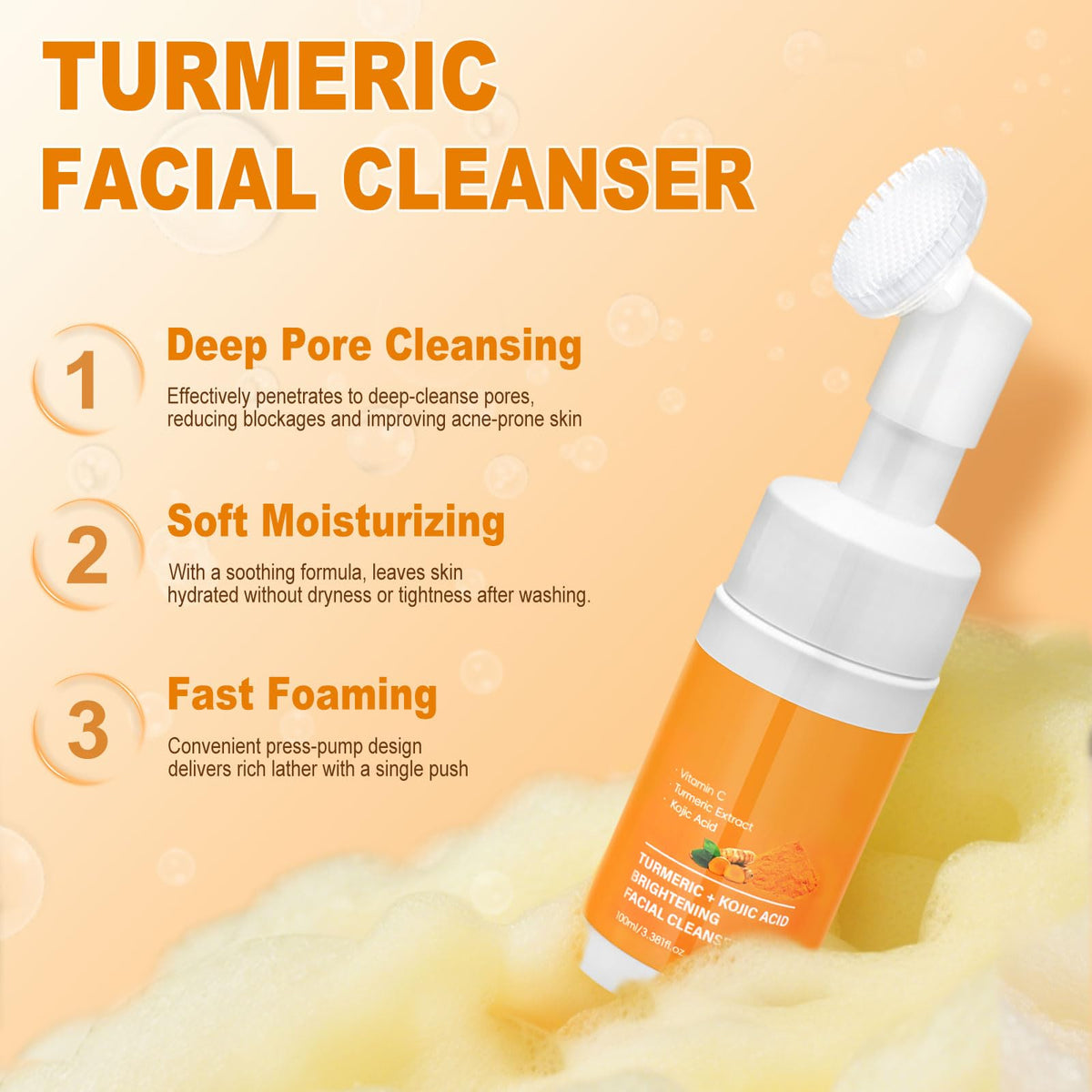 Amdele turmeric essential oil dropper pouring a drop, adds lasting hydration
