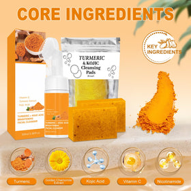 Amdele pre-soaked turmeric cleansing pad close-up, convenient on-the-go refresh