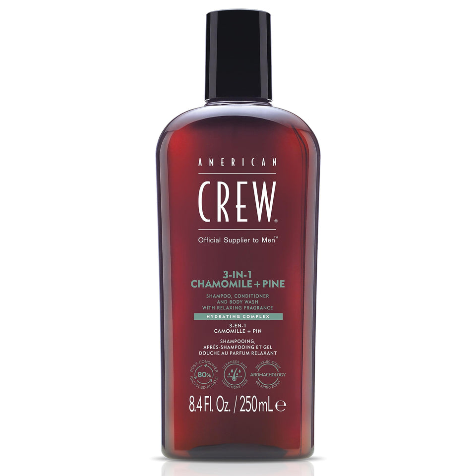 AMERICAN CREW front packaging showing 3-in-1 grooming convenience