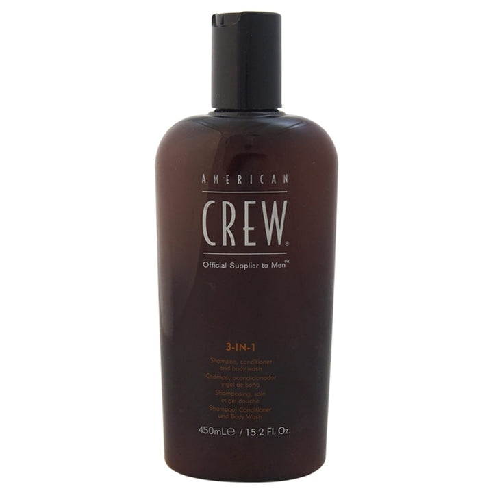 American Crew bottle front view showing label and multitasking benefit