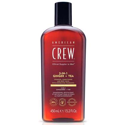AMERICAN CREW front packaging showing 3-in-1 convenience and brand appeal