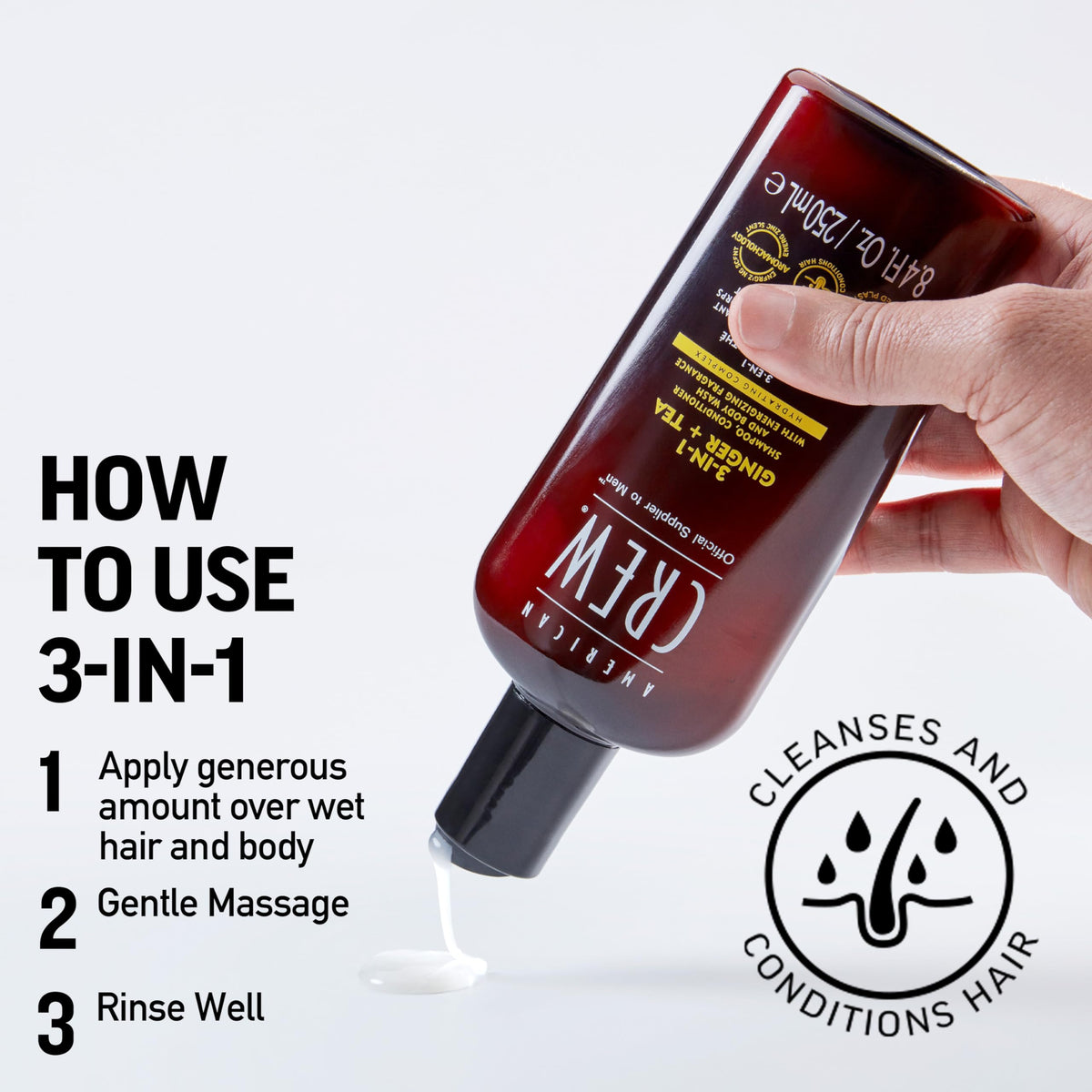 AMERICAN CREW bottle in gym bag illustrating travel-friendly practicality