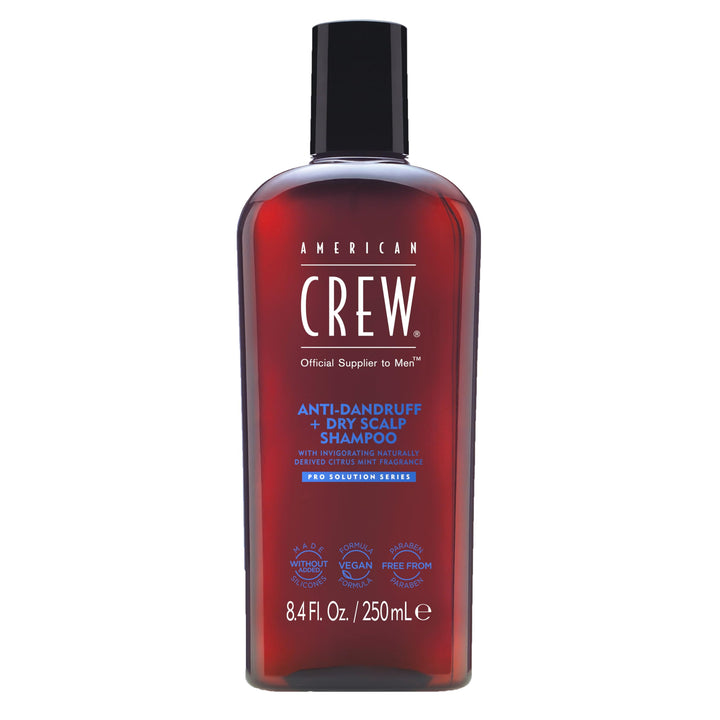American Crew front packaging showing bottle and fresh scalp benefit