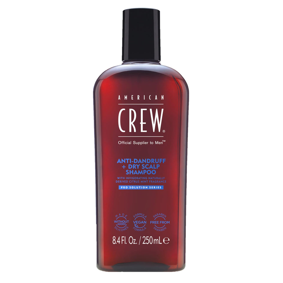 American Crew front packaging showing bottle and fresh scalp benefit