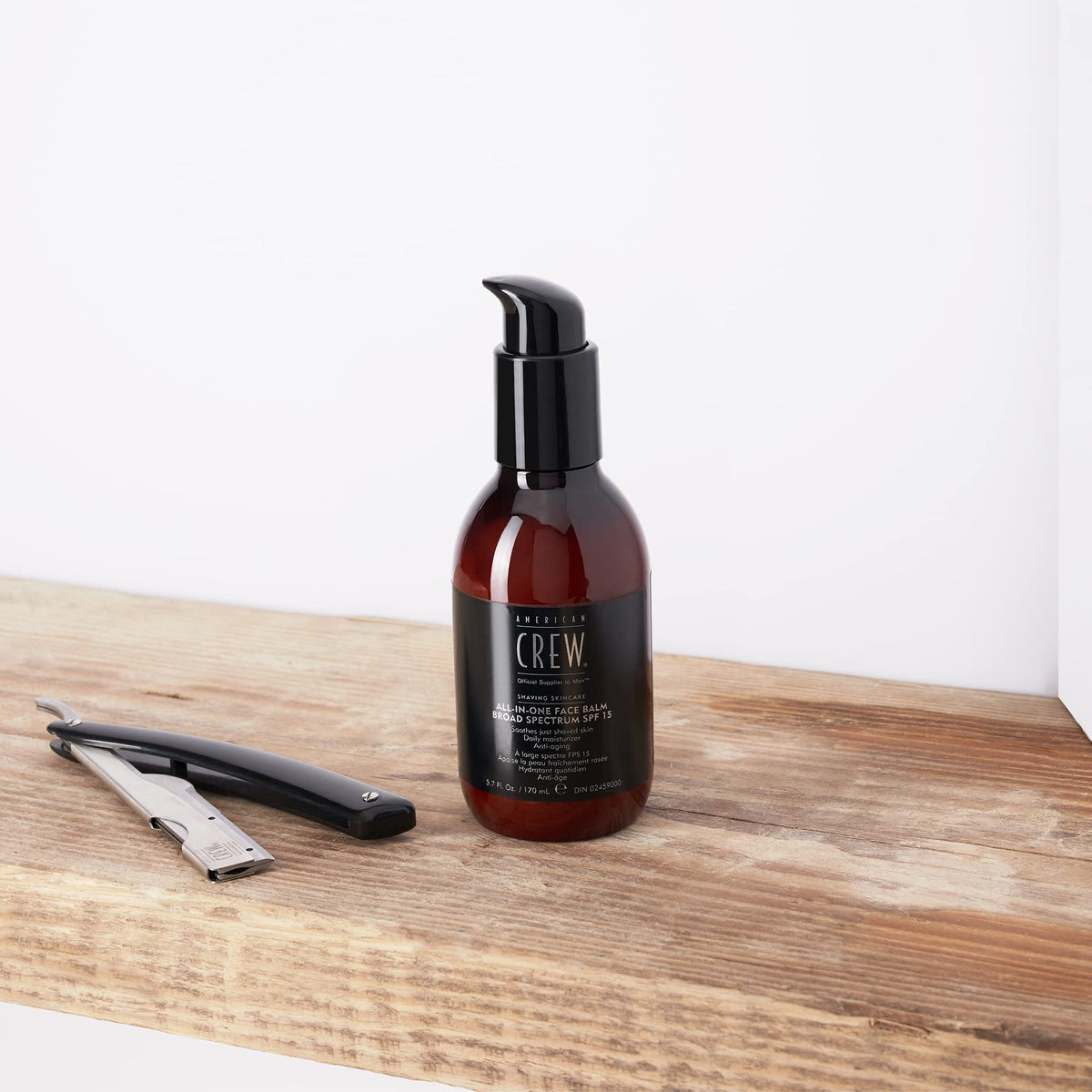 AMERICAN CREW balm applied after shave illustrating reduced redness benefit