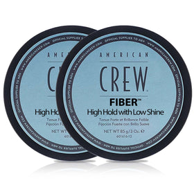 american crew front packaging showing two 3 oz fiber jars and benefits