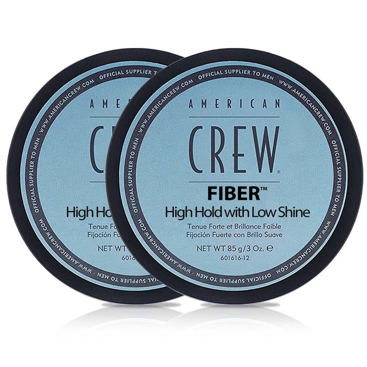 american crew front packaging showing two 3 oz fiber jars and benefits