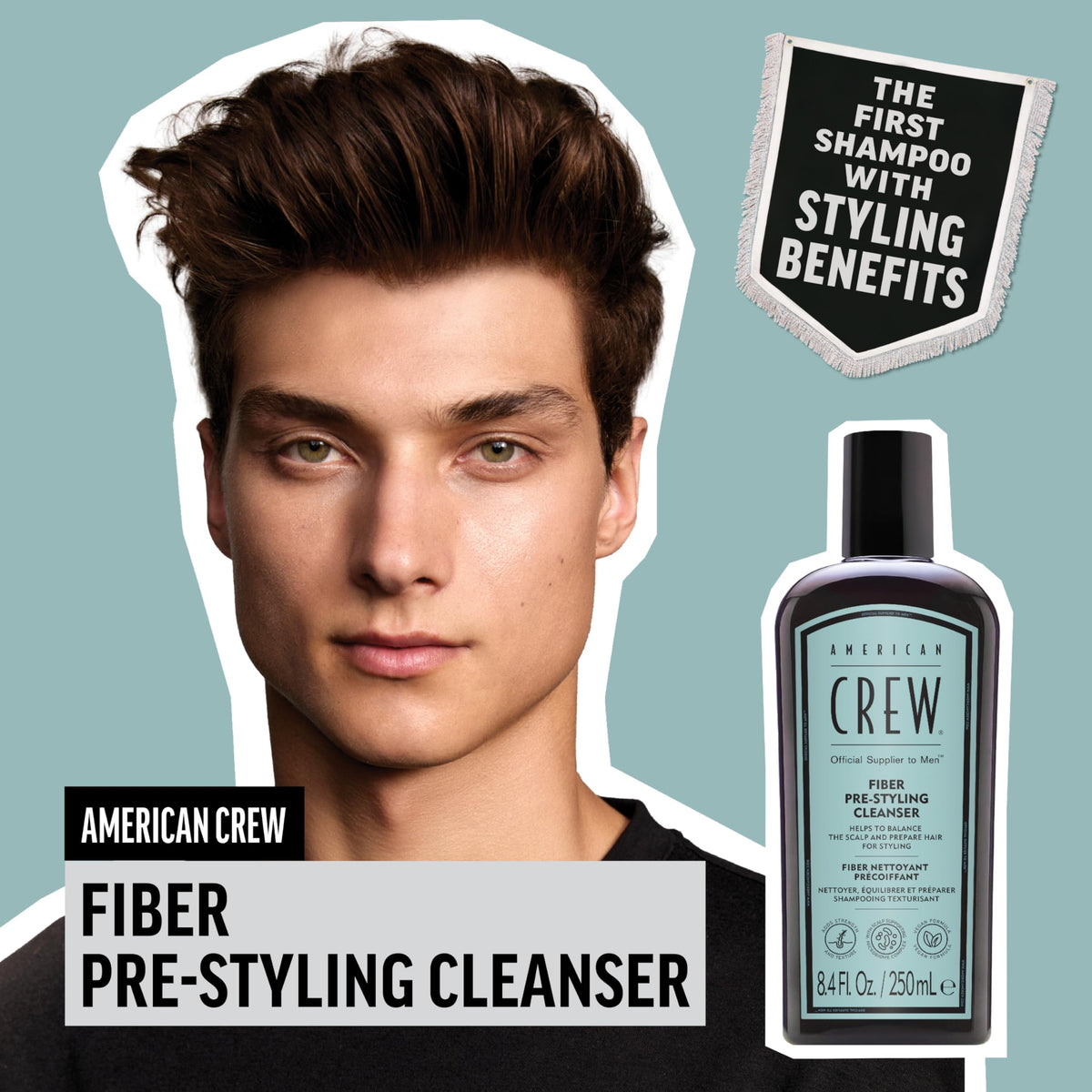 AMERICAN CREW back label close-up displaying ingredients and directions