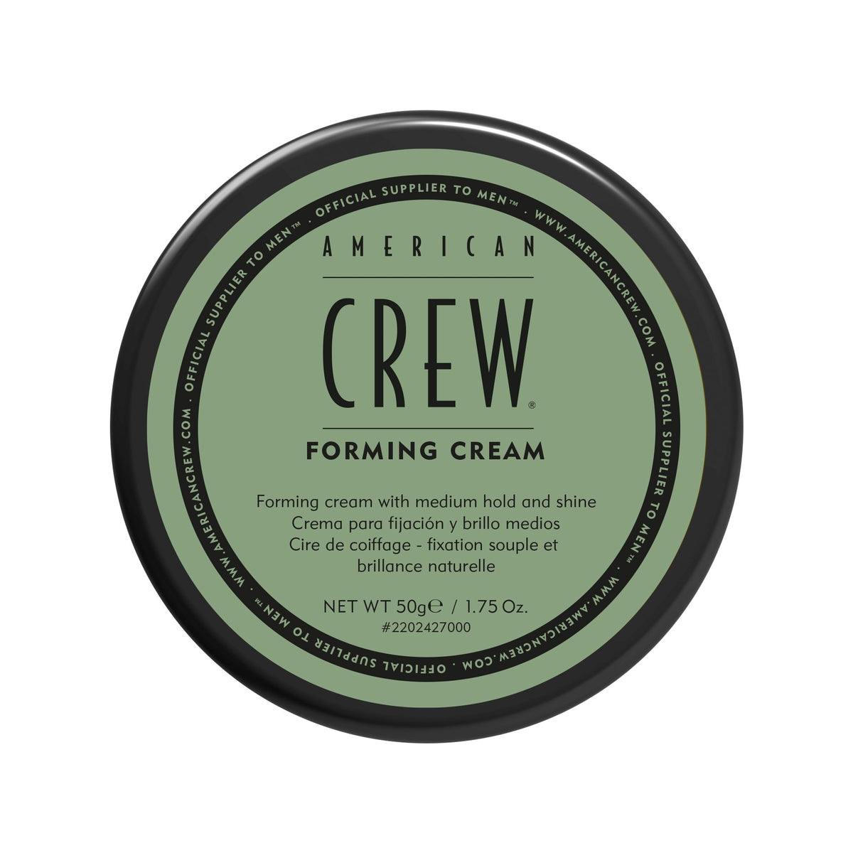 American Crew forming cream front packaging showing three jars for value