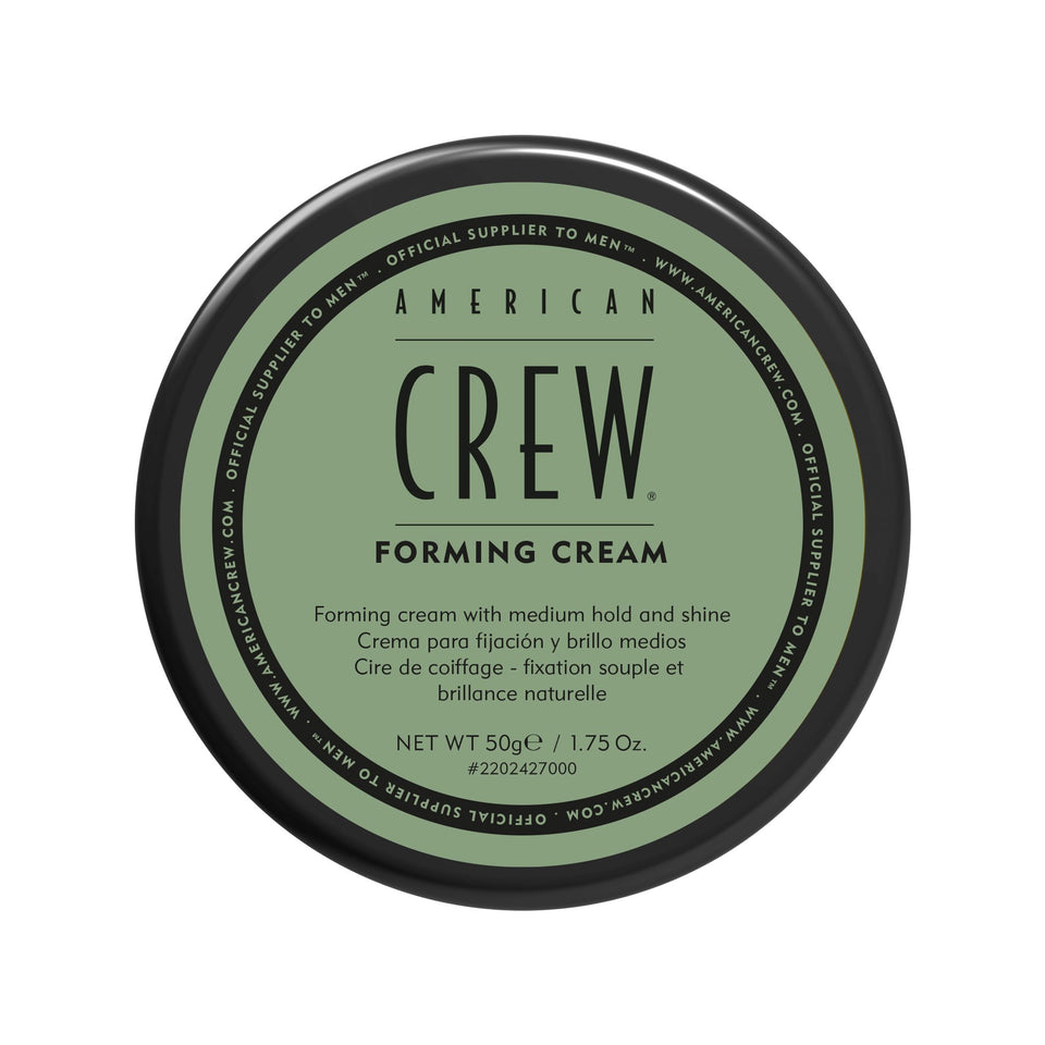American Crew forming cream front packaging showing three jars for value