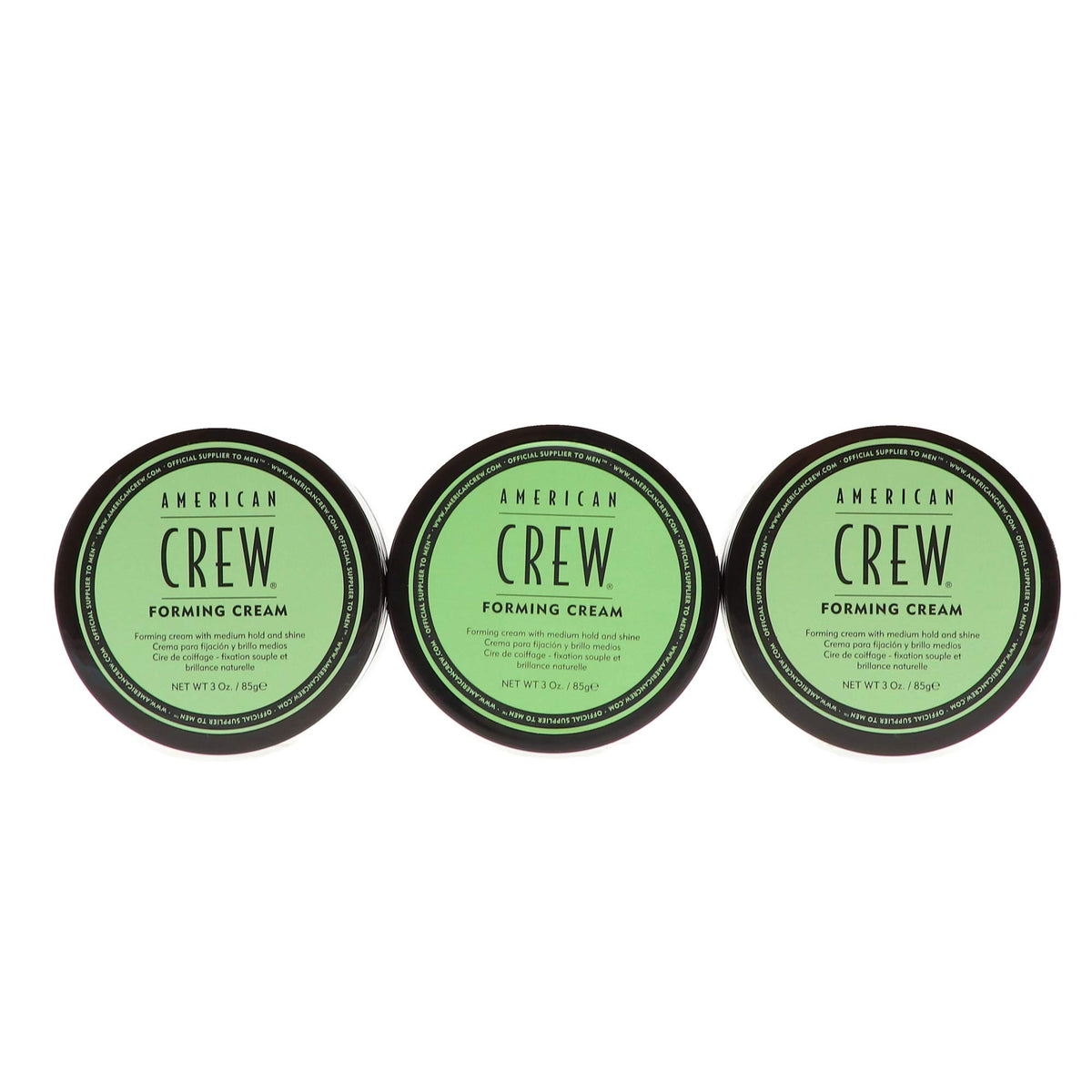 American Crew forming cream front packaging shows jar and label benefit neat storage