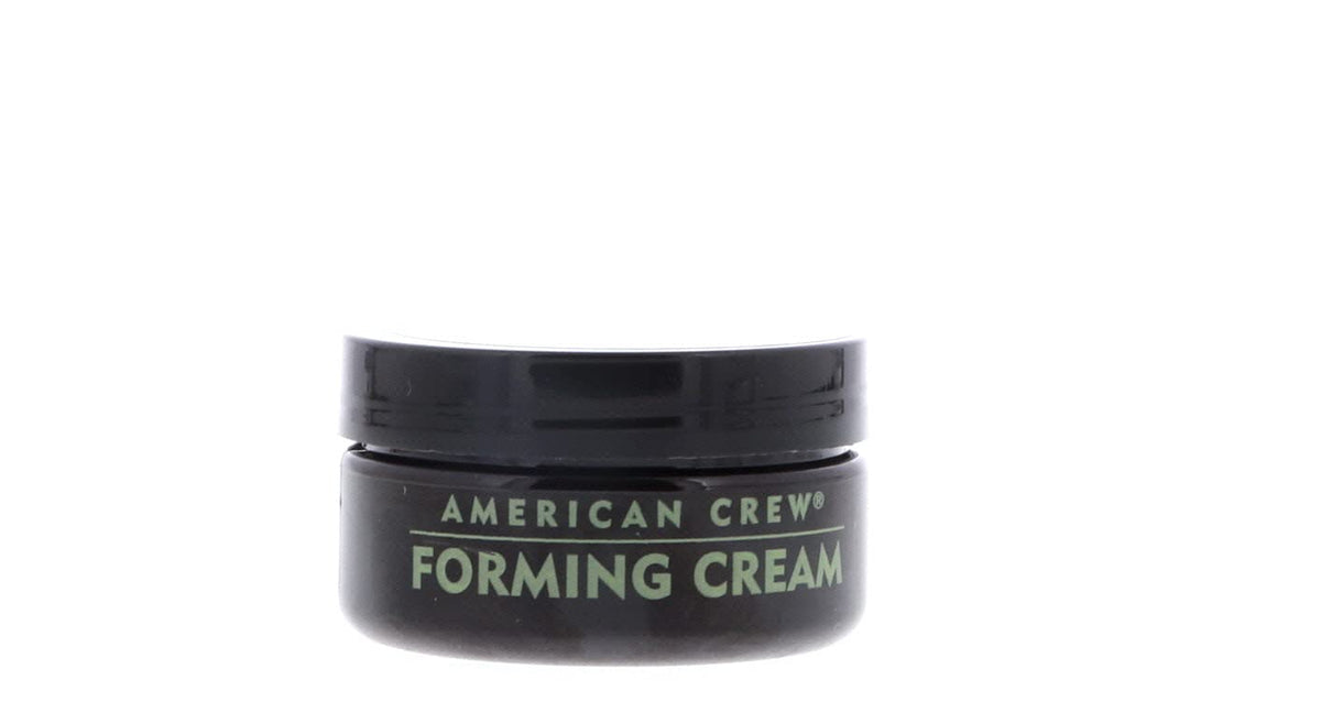 American Crew forming cream open jar close-up of creamy texture for easy styling