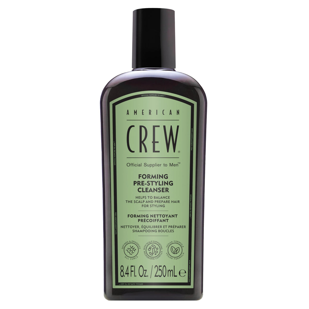 American Crew front bottle showing label and size for clear identification and trust