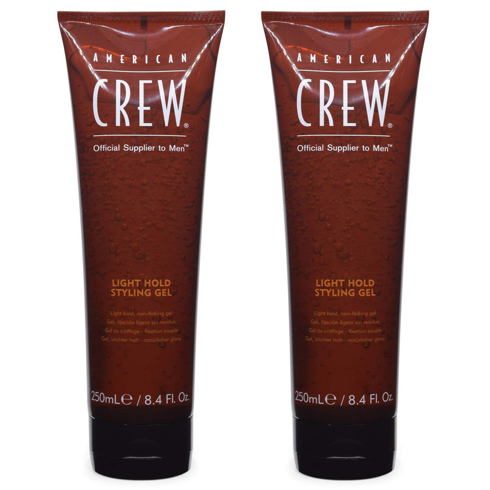 AMERICAN CREW front packaging showing twin 250ml gel bottles and clear product benefits