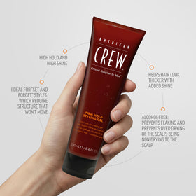 AMERICAN CREW gel texture close-up illustrating glossy, moisturizing finish