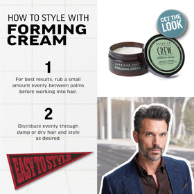 American Crew before and after style comparison illustrating thicker, defined hair look