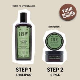 American Crew 3 oz next to common object showing compact travel-friendly benefit
