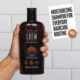 American Crew used in shower by man to show refreshing clean scent and daily routine benefit