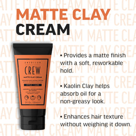 AMERICAN CREW applying clay cream in hands for easy, even distribution