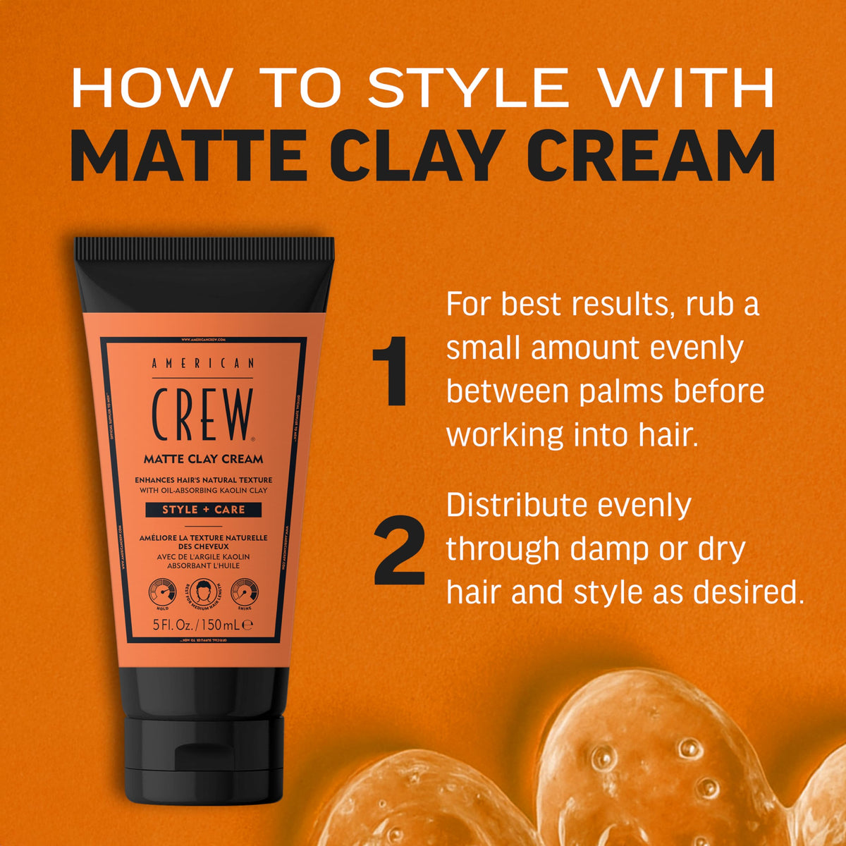 AMERICAN CREW styled hair close-up demonstrating natural matte texture