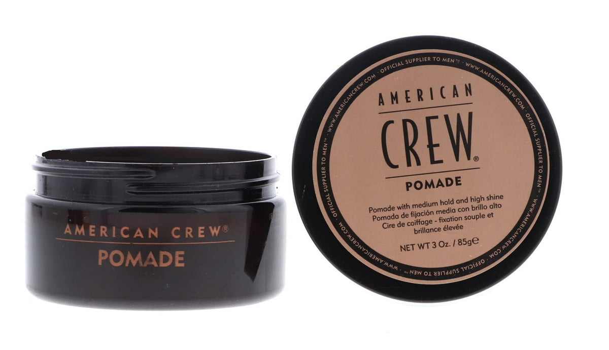 American Crew pomade front jar showing branding and neat packaging benefit clarity