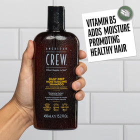 American Crew shampoo lather in hands demonstrating gentle cleansing benefit