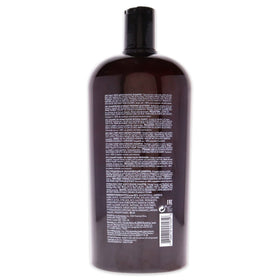 American Crew label close-up highlighting ingredients and easy pump use