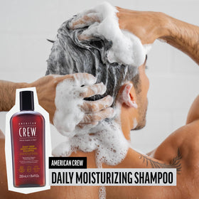 American Crew shampoo lather closeup demonstrating rich texture and deep moisturizing benefit