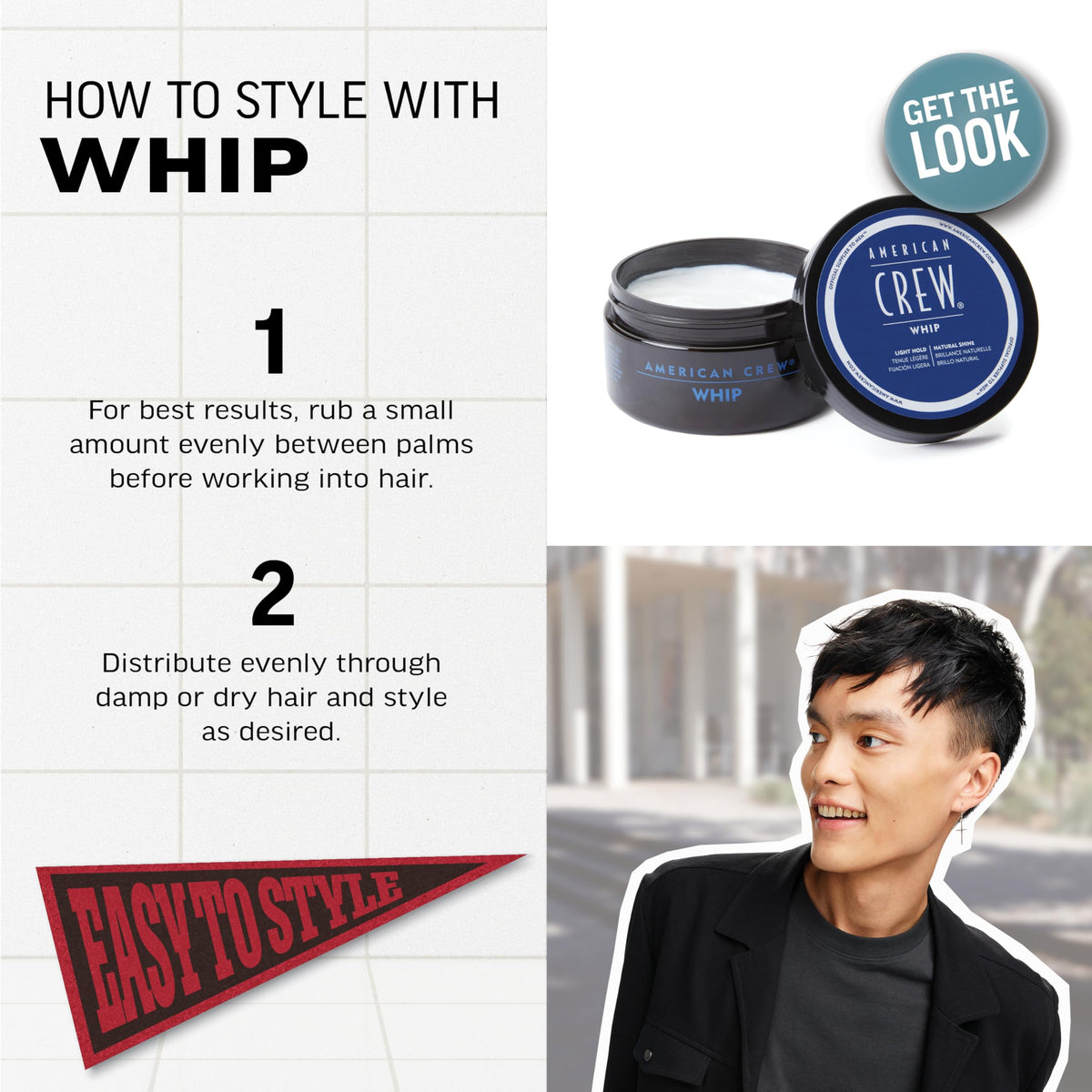 AMERICAN CREW styling being applied to hair showing natural hold and movement