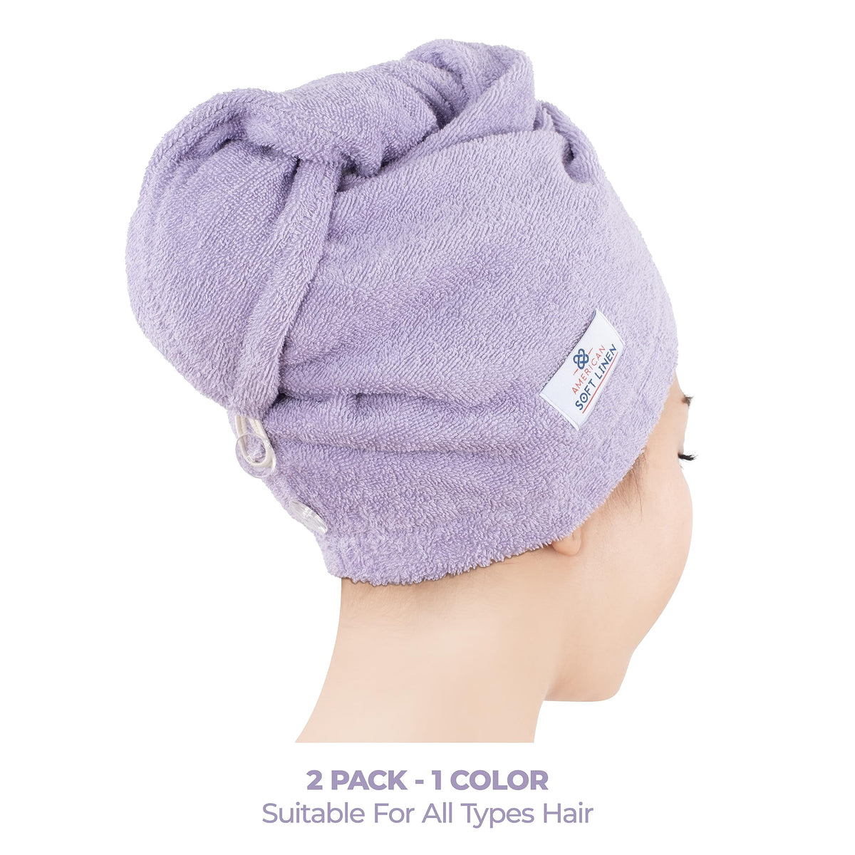 American Soft Linen detailed shot of two-button closure showing adjustable fit, secure-hold benefit