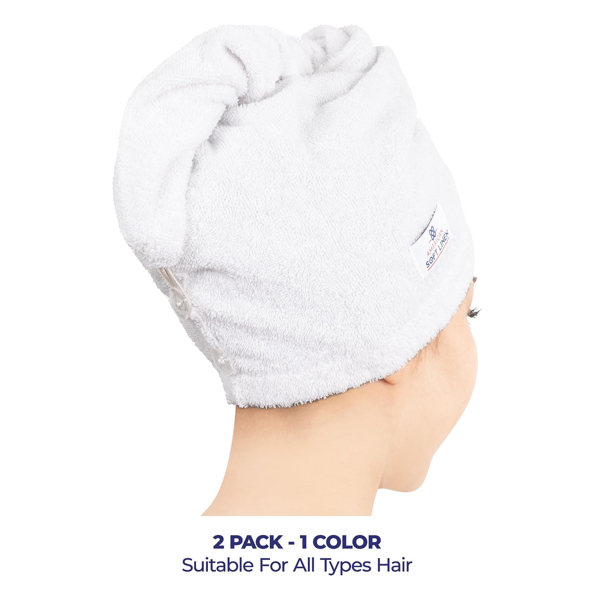 American Soft Linen detail of adjustable two-button closure for secure fit and easy use